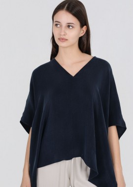 Philosophy - Philosophy Cupro Oversized Blouse BL12051 Σκούρο Μπλέ