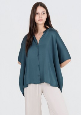 Philosophy - Philosophy Satin Oversized Shirt SH77277 Μπλέ