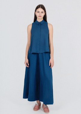 Philosophy - Philosophy Linen Jupe Culotte TR44589 Μπλέ