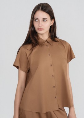 Philosophy - Philosophy Poplin Short Sleeve Shirt SH77262 Κάμελ
