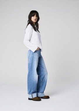 Only - Only Mercer Γυναίκειο Wide Leg Jeans 15361585 Ανοιχτό Μπλέ