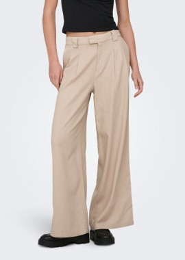 Only - Only Svea-Goa Γυναικείo Wide Leg Linen Παντελόνι 15364120 Μπέζ