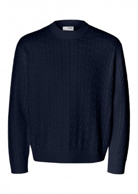 Selected - Selected Philip Aνδρικό Relaxed Fit Mακρυμάνικο Πουλόβερ 16098365 Σκούρο Μπλέ