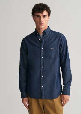 Gant - Gant Ανδρικό Πουκάμισο Indigo Regular Fit 3000400-989 Denim