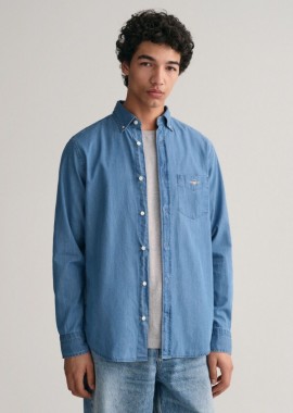 Gant - Gant Ανδρικό Πουκάμισο Indigo Regular Fit 3000400-980 Denim