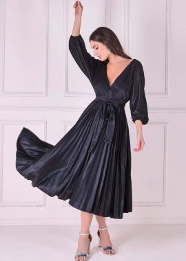 PerfectDress.gr - vintage luxurious σατέν φόρεμα Meredith black