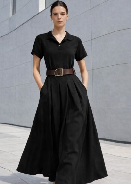 PerfectDress.gr - casual maxi κοντομάνικο φόρεμα Doppio 2 μαύρο