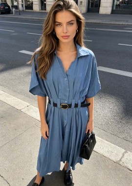 PerfectDress.gr - καθημερινό viscose φόρεμα Urban Safari μπλε ραφ