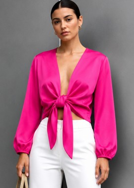 PerfectDress.gr - chic σατέν μπολερό Jojo φούξια