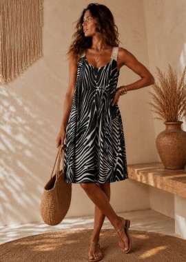 PerfectDress.gr - boho ελαστικό summer dress Camille μαύρο