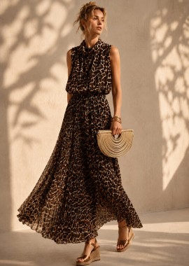 PerfectDress.gr - boho chic λεοπάρ πλισέ φόρεμα Savanna