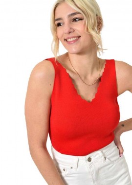 Potre OR - Γυναικείο πλεκτό τοπ Κόκκινο 23301