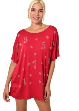 Potre OR - Γυναικεία μπλούζα για μεγάλα μεγέθη Κόκκινο 25495