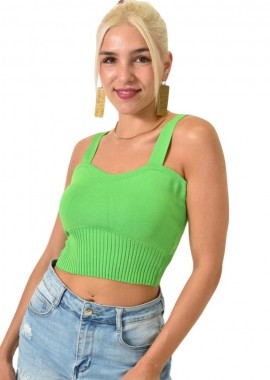 Potre OR - Crop top πλεκτό με τιράντες Πράσινο 25183