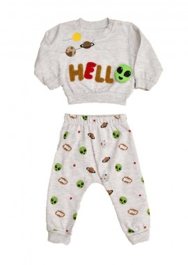 Potre OR - Βρεφικό σετ φόρμας με σχέδιο εξωγήινο Εκρού 17034