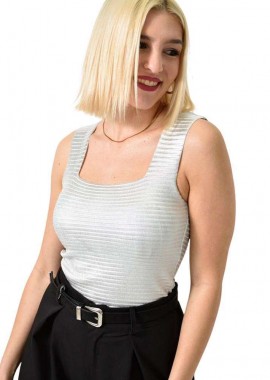 Potre OR - Μεταλιζέ τοπ με ανάγλυφο σχέδιο Λευκό 23410