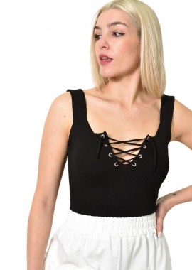 Potre OR - Γυναικείο τοπ με σχέδιο στην λαιμόκομψη Μαύρο 23723