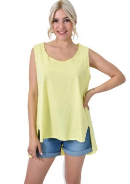 Potre OR - Αμάνικο Μπλουζάκι με Πλαϊνά Σκισίματα Κίτρινο 24565