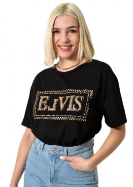 Potre OR - Γυναικείο T-shirt με στρας Μαύρο 23773