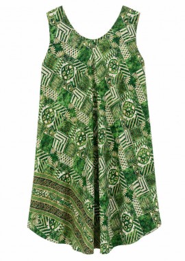 Potre OR - Plus Size Midi Φόρεμα με Γεωμετρικό Μοτίβο Πράσινο 27360