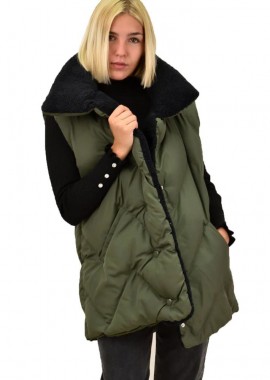 Potre OR - Γιλέκο καπιτονέ oversized Χακί 17644