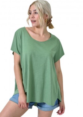First Woman - Ασύμμετρο Κοντομάνικο Μπλουζάκι Πράσινο 24552