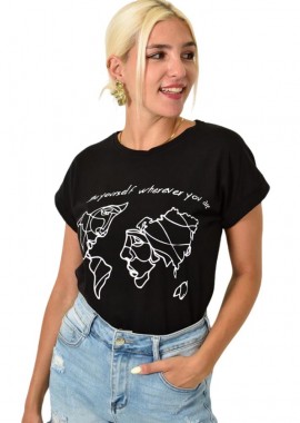 First Woman - T-shirt με τύπωμα Μαύρο 25600