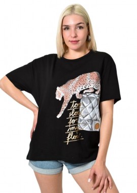 Potre OR - Γυναικείο T-shirt με στρας Μαύρο 23767