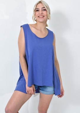 Potre OR - Αμάνικο Μπλουζάκι με Πλαϊνά Σκισίματα Μωβ 24571