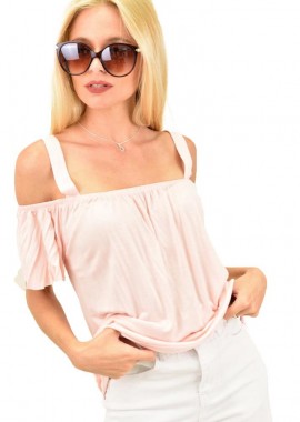 First Woman - Μπλουζάκι με βολάν Απαλό Ροζ 78