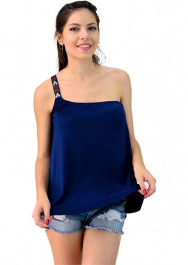 First Woman - Μπλουζάκι με έναν ώμο Μπλε Σκούρο 77