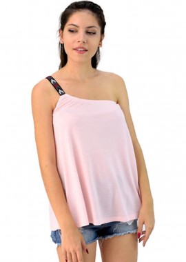 First Woman - Μπλουζάκι με έναν ώμο Απαλό Ροζ 74