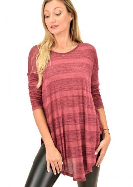 First Woman - Μακρυμάνικη μπλούζα με τελείωμα χαμόγελο Μπορντώ 98