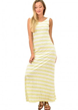 First Woman - Φόρεμα ριγέ εξώπλατο Κίτρινο 1873
