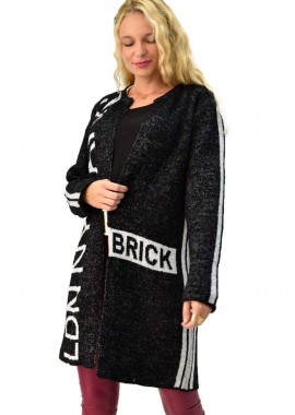 Caroon - Πλεκτή ζακέτα με λογότυπο Μαύρο 3917