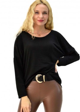 First Woman - Μπλούζα με στρογγυλή λαιμόκοψη Μαύρο 4699