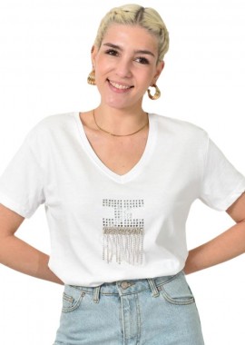 Potre OR - T-shirt με στρας Λευκό 24150