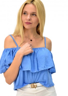 First Woman - Τοπάκι με βολάν Γαλάζιο 5508