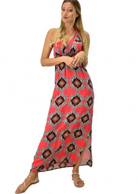 First Woman - Εξώπλατο φόρεμα Κοραλί 6831