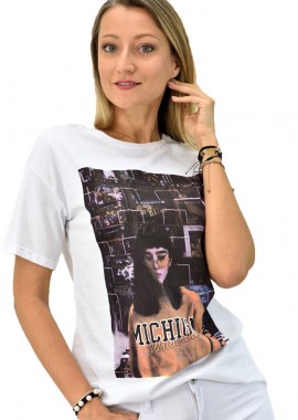 Potre OR - Γυναικείο t-shirt oversized με τύπωμα Λευκό 7346