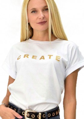 First Woman - T-shirt με τύπωμα create Λευκό 8088