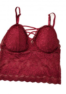 Potre OR - Γυναικείο Bralette με χιαστί σχέδιο στο μπούστο Μπορντώ 8364