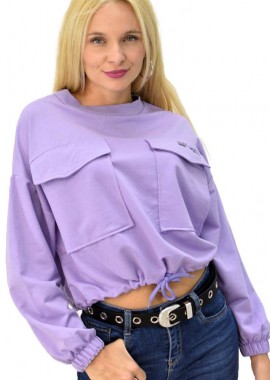 Potre OR - Γυναικεία μπλούζα φούτερ με τσέπες Μωβ 7950