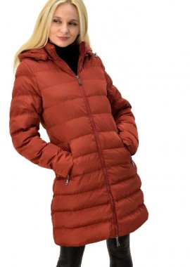 Potre OR - Γυναικείο μπουφάν καπιτονέ με αποσπώμενη κουκούλα Κεραμιδί 9551