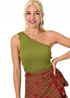 Potre OR - Γυναικείο τοπ με έναν ώμο Λαδί 19188