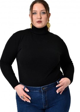 Potre OR - Πλεκτή μπλούζα με ζιβάγκο για μεγάλα μεγέθη Μαύρο 22939