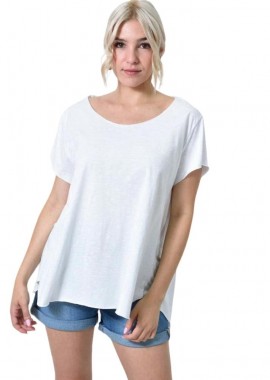 First Woman - Ασύμμετρο Κοντομάνικο Μπλουζάκι Λευκό 24555