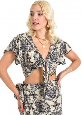 First Woman - Τοπ με σχέδιο εμπριμέ Μαύρο 26572