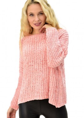 Potre OR - Γυναικεία μπλούζα σενίλ Απαλό Ροζ 8867