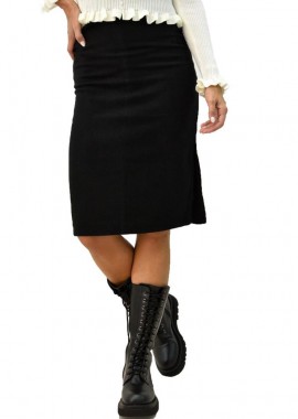 Potre OR - Γυναικεία midi φούστα μονόχρωμη Μαύρο 9453